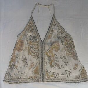 Free People Elegant Ivory Beaded Tank - Size M